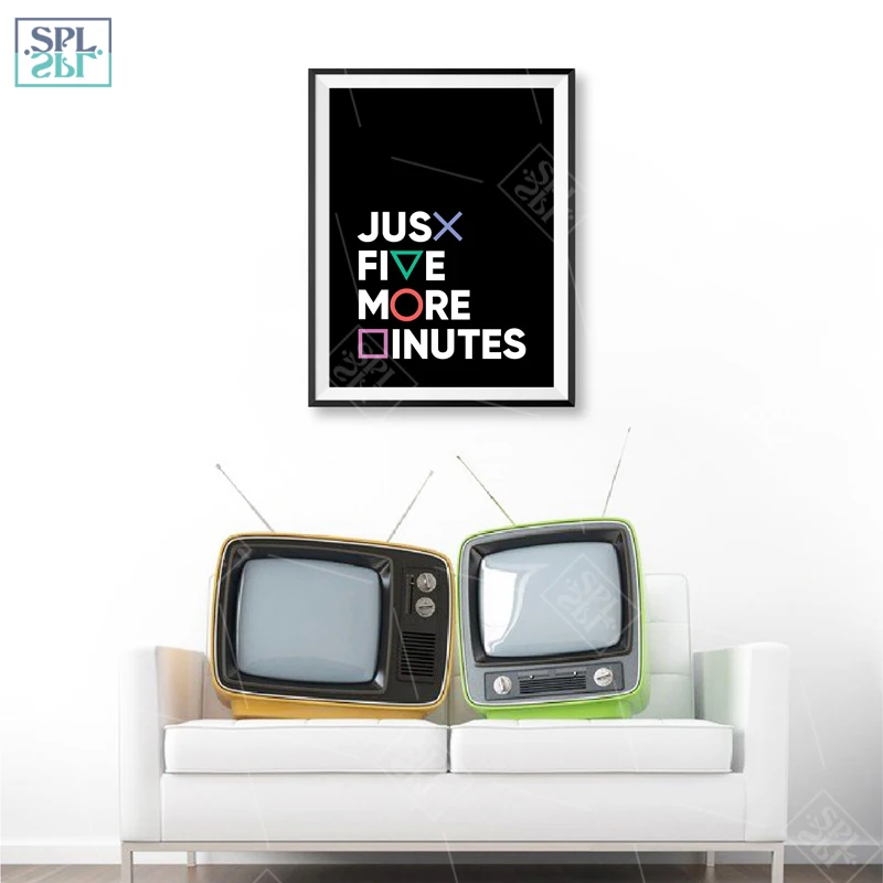 Геймер геймер нарисованная стена художественные принты кнопки Playstation всего пять