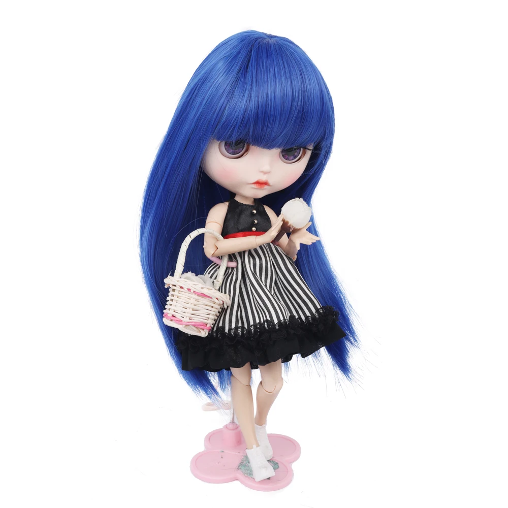 Кукольный парик волосы для кукол голубая длинная челка прямые аксессуары сделай