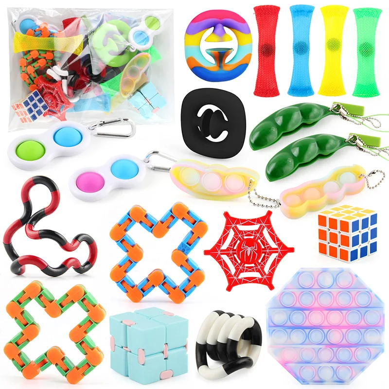 

Fidget Toys 20 Pack Sensory Set Stress Relief Toys Autism Anxiety Relief Stress Pop Bubble Fidget Sensory Toy For Kids Adults