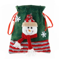 2pcspack holiday children festival christmas decor snowman santa drawstring present sack soft gift bag candy colorful felt
