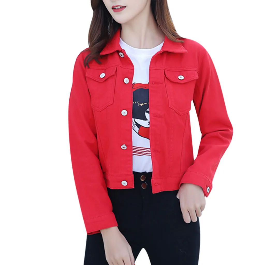 Джинсовая куртка и пальто для женщин 2019 Осенняя повседневная короткая джинсовая