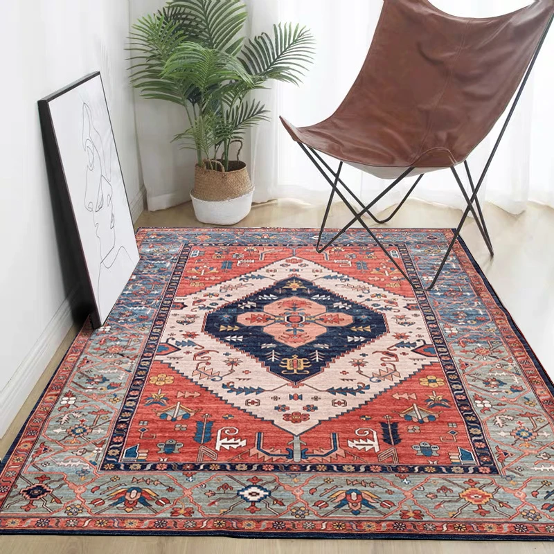 

Retro Nordic Soft Plush Living Room Carpet American Vintage Bedroom Area Rug Study Tea Table Mat Morocco Thick Carpets Persian