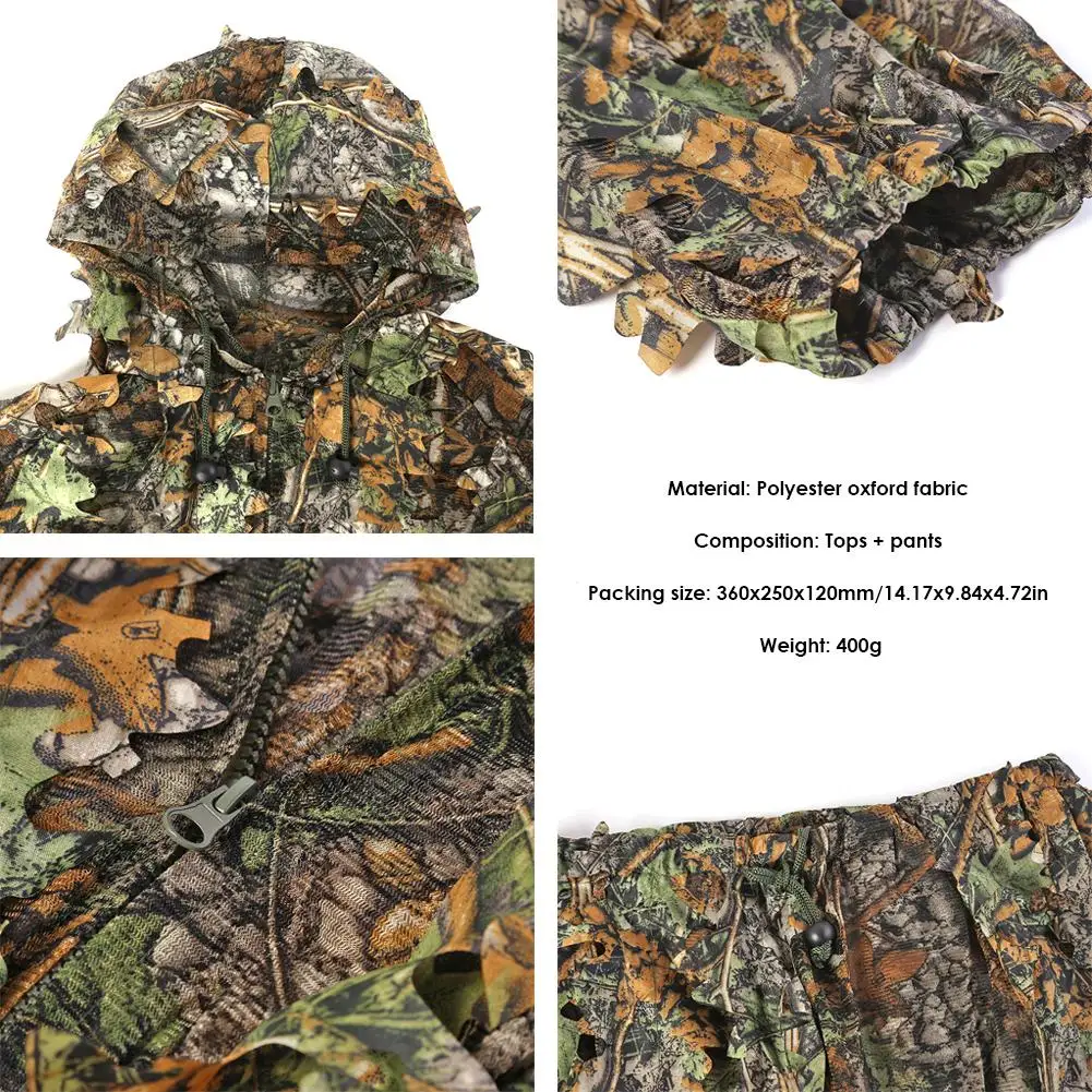 

3D Leaves Hunting Clothes Bionic Ghillie Suits Sniper Camouflage Clothing Birdwatch Airsoft Camouflage Clothing Jacket and Pants