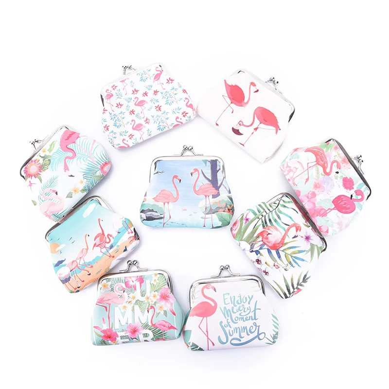 

9 x 8cm flamingos wallet small card holder coin purse ladies clutch handbag