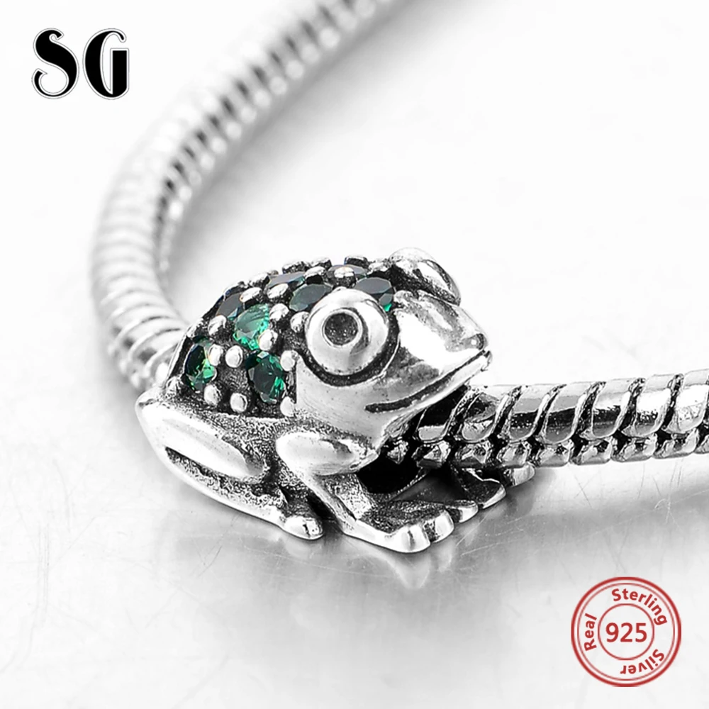 Green Crystal Frog Silver Pendant Beads Fit Authentic Pandora Bracelet 925 Original Dangle Charms Fashion Jewelry Gifts | Украшения и
