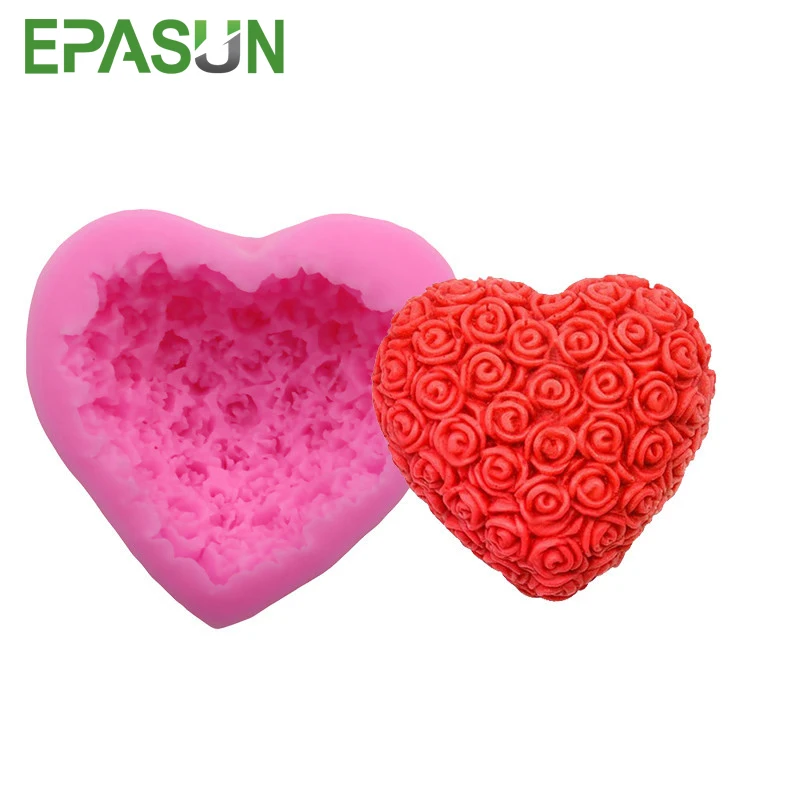 Силиконовая форма для мыла EPASUN в виде сердца Цветочная Роза Diy Форма изготовления