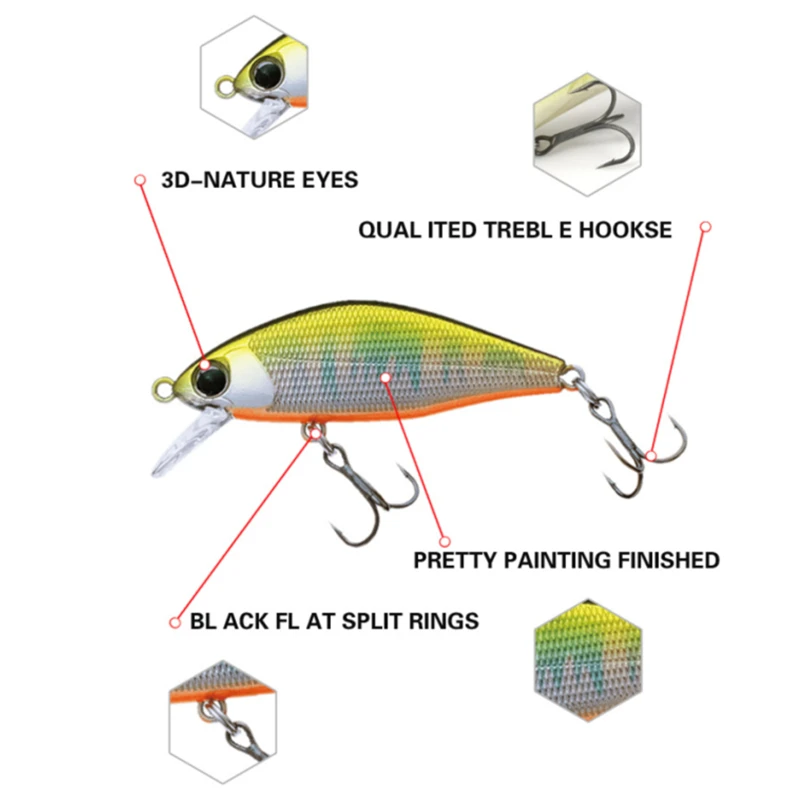 Тонущая блесна плоская рыболовная приманка 45 мм/4 г кренк для форели