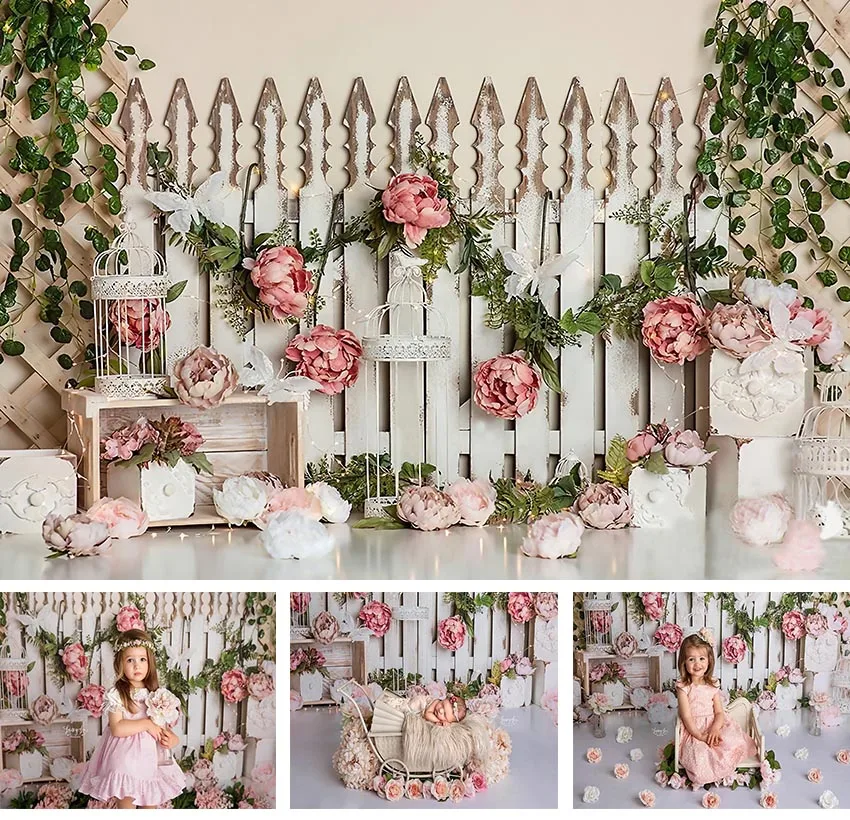 Фон для фотосъемки Mehofond садовые цветы зеленые растения Портрет ребенка на день