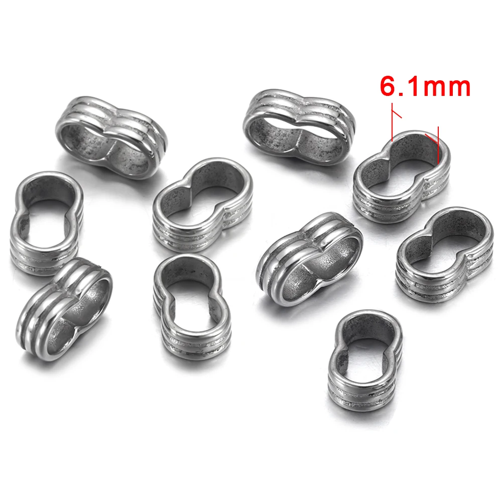 Hole 6.1mm 10 шт. бусины с двойным отверстием подходят 5 мм 4 мм круглый кожаный шнур разделитель браслета DIY Изготовление ювелирных изделий 316L нержавеющая сталь металлические аксессуары - Цвет: Hole 6.1mm