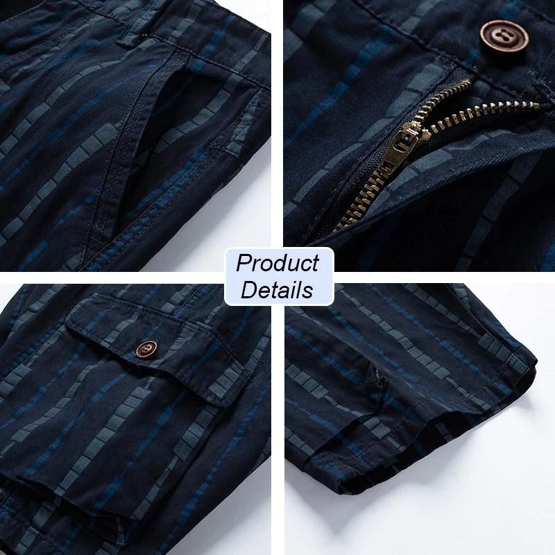 

2021 Men Summer New Tactical Cotton Cargo Shorts Men Breeches Pockets Shorts Men Casual Fashion Stripe Camouflage Beach Shorts