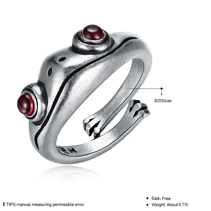

Sterling Silver Frog Open Rings Women Vintage Cute Animal Frog Finger Ring Band Silver Fashion Jewelry Gifts Adjustable