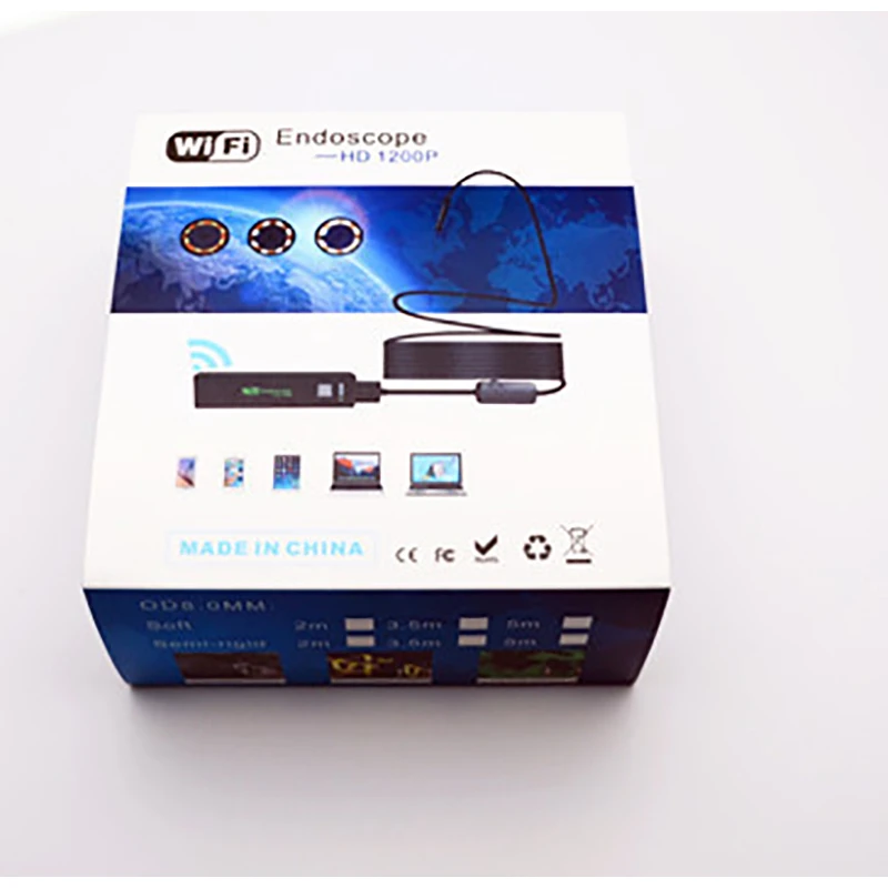 WIFI HD Endoscope Camera 1200P 2 / 3.5 5/10 Mini Waterproof Hard Wire Cord 8mm 8LED Pipe Lens for Android IOS | Красота и здоровье