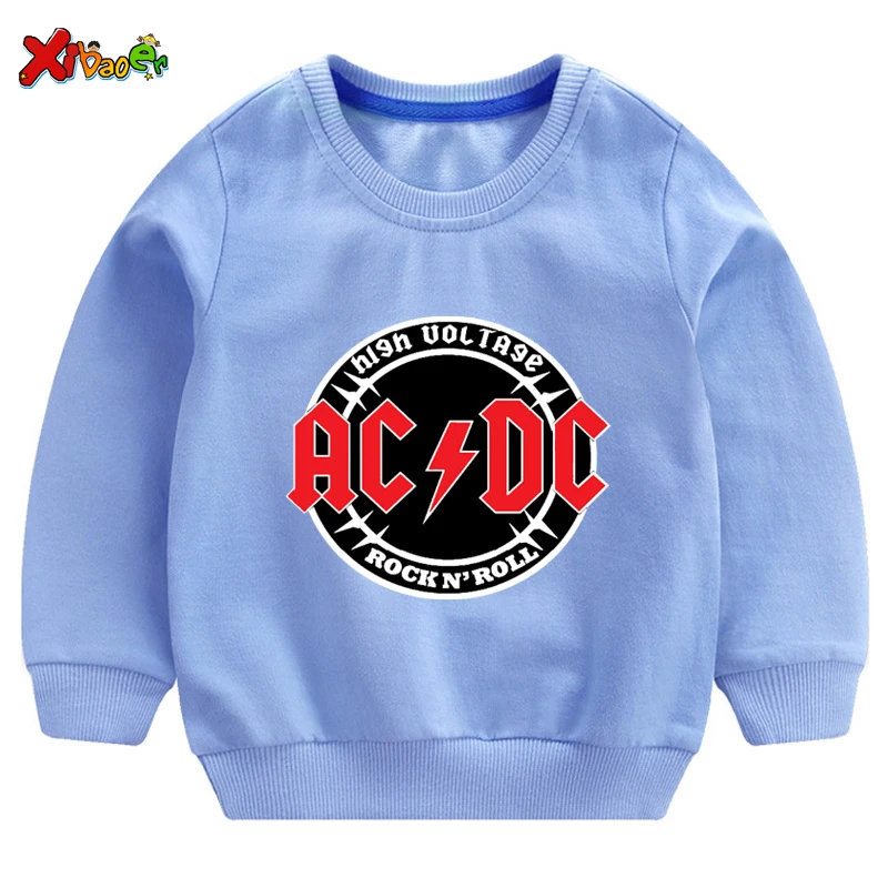 Свитера для маленьких мальчиков; Осенняя модная детская толстовка ACDC; белый Хлопковый пуловер для маленьких девочек; милый детский топ с длинными рукавами