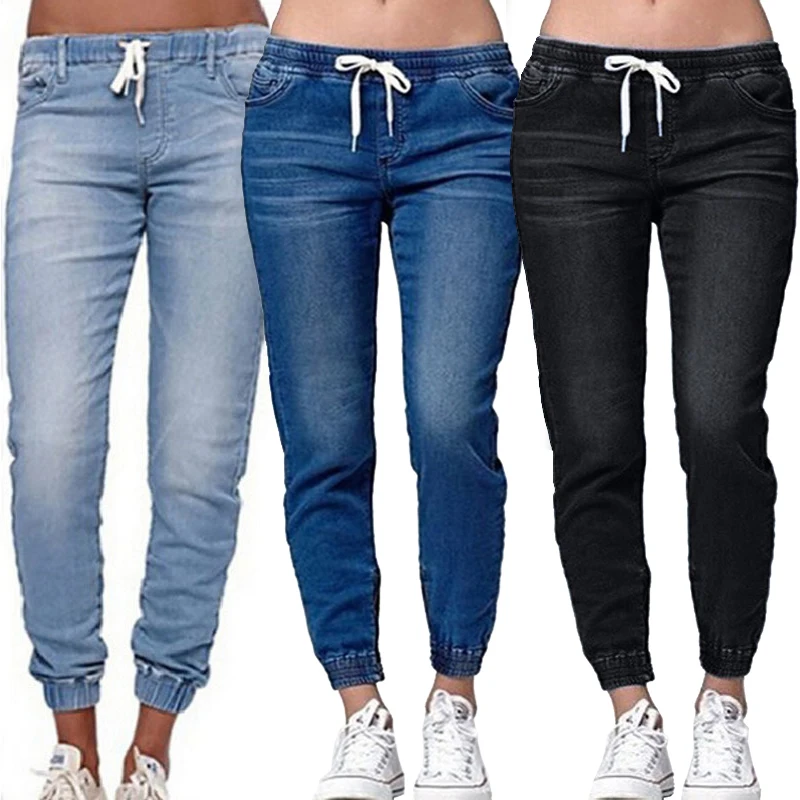 Женские джинсовые брюки карандаш Винтажные эластичные джинсы с заниженной