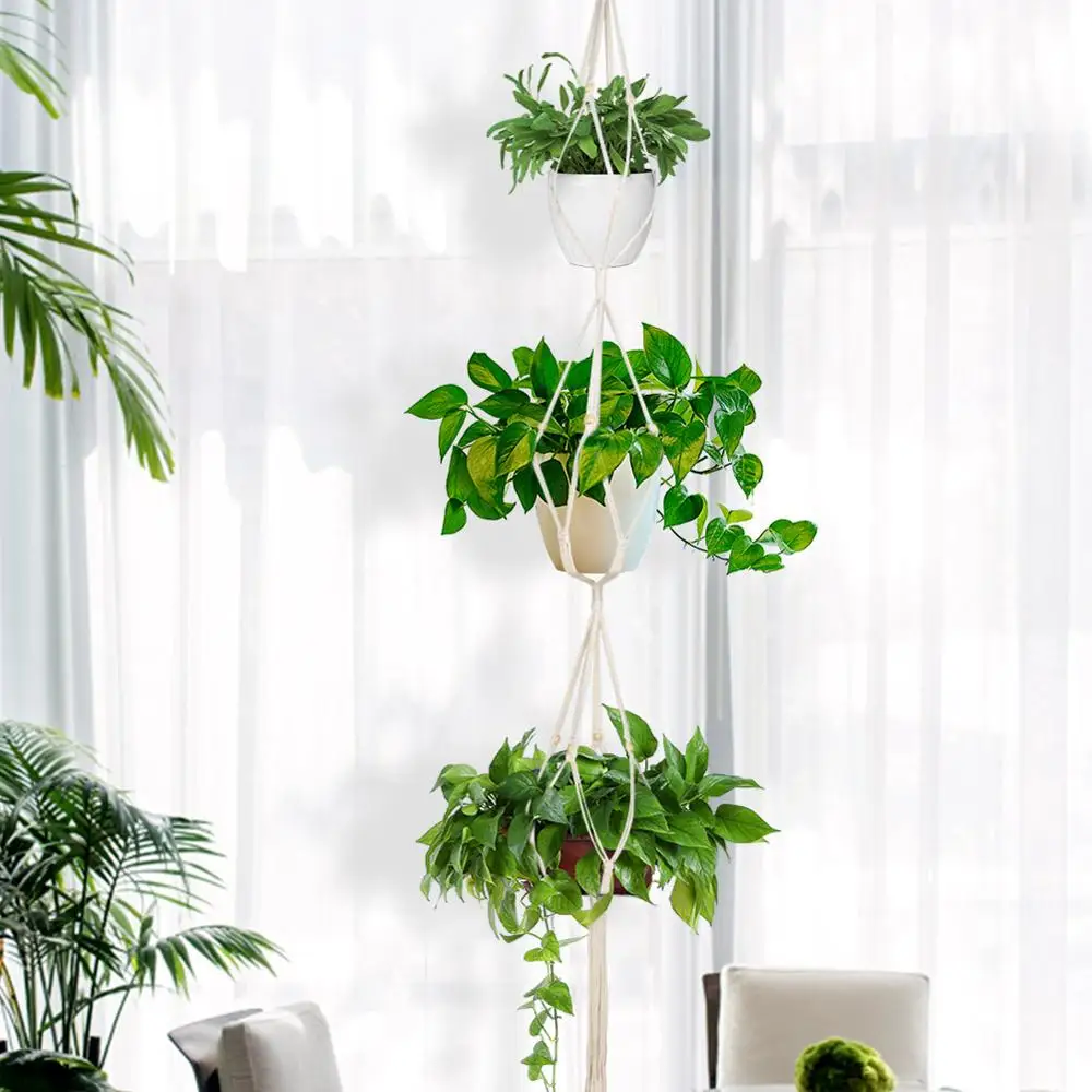 

Hanging-Baskets Handmade Macrame Flowerpot Plant Hanger Wall Courtyard Garden Decor Hanging Planter Hanging Basket