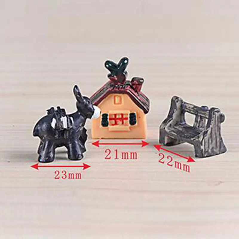 

Resin Crafts Creative Three-piece Animal Set Cartoons Mini Micro-landscape Decorations Durable Synthetic Resin Home Supplies