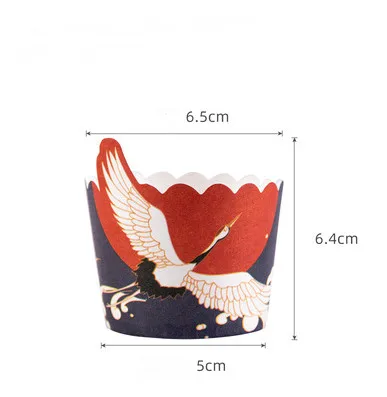 

Red crowned crane cupcake cup disposable cake liner party supply favors Chinese style cup wholesale