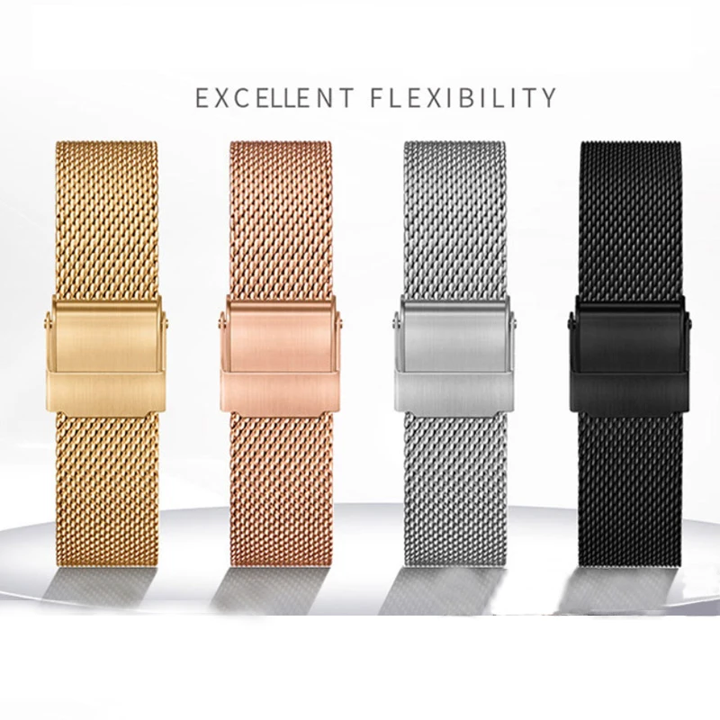 Ремешок для часов из нержавеющей стали 304 черный серебристый золотой розовое