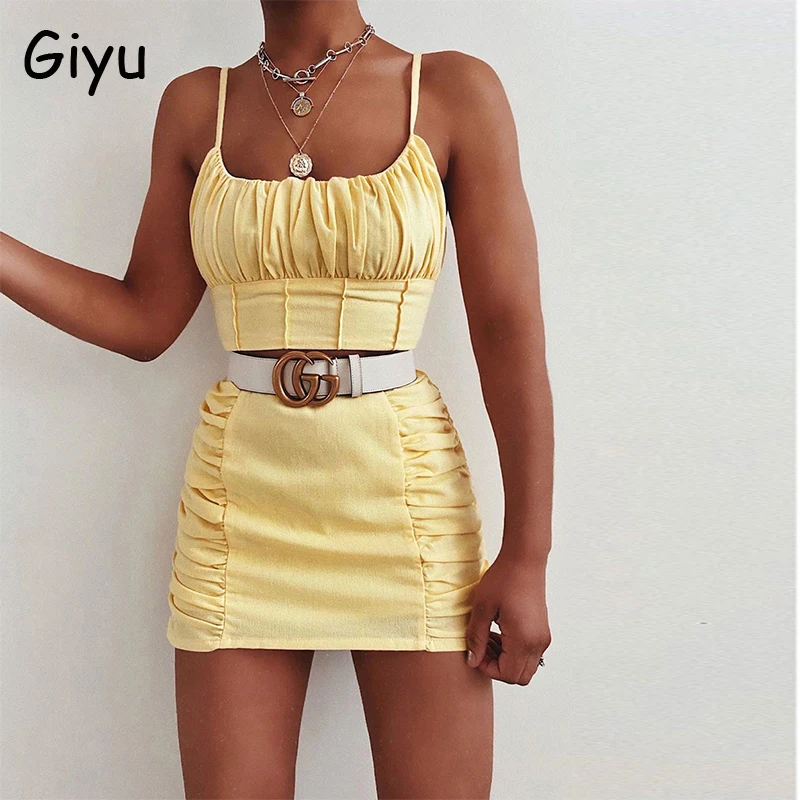 

Соблазнительный облегающий комплект из 2 предметов Giyu, летний клубвечерние комплект из топа и платья 2021, повседневный комплект из двух пред...