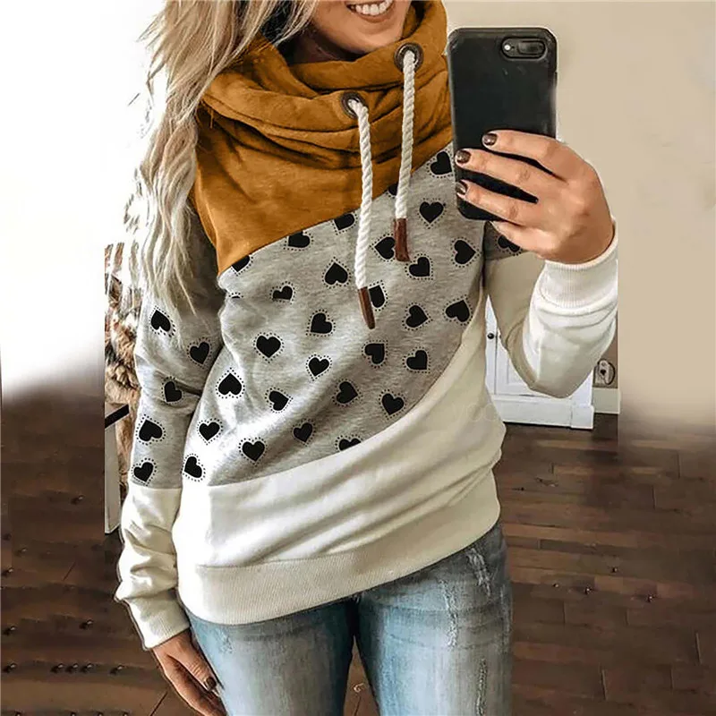 

Fashion Autumn Long Sleeve Women Hooded Sweatshirt Casual Patchwork Print Pullovers Tops 2020 Lady Plus Size Hoodies Streetwear