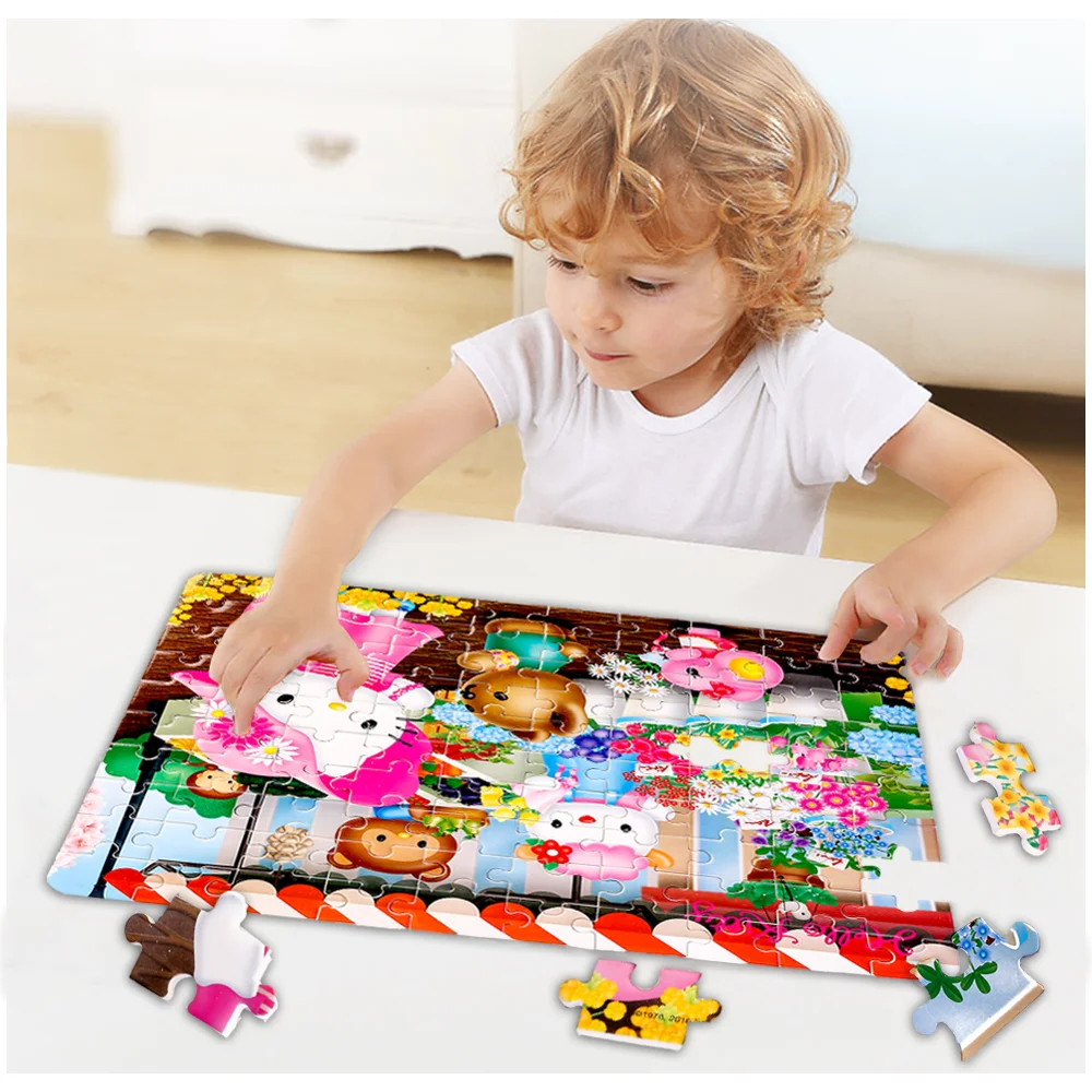 Hello Kitty 100 шт пазл для детей 4-8 Обучающие Развивающие Пазлы игрушки | Игрушки и