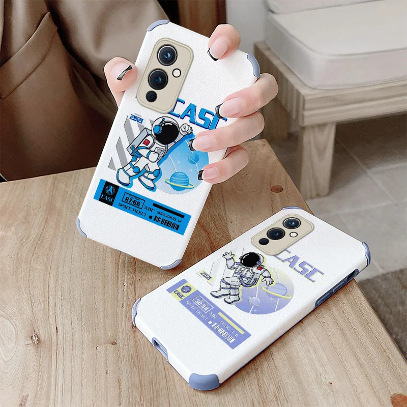 

Explore The Astronaut Phone Case For Oneplus 9 9pro 8t 8 8pro Pro Lambskin Four Corners Stick Leather Cover