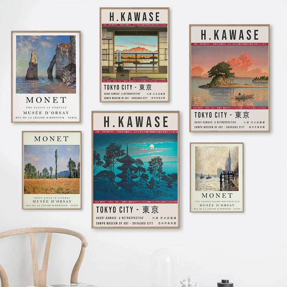 

Vintage Japanese Landscape Poster Print Kawase Art Canvas Painting Monet Retro Wall Pictures For Living Room Oriental Home Decor