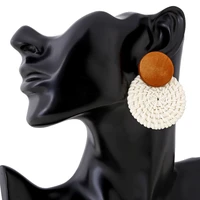 2pairsdesign creative wood rattan hand woven earrings anna with ear ear female retro earrings earrings female jewelry