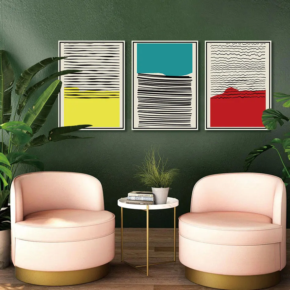 3 Piece Canvas Painting Abstract Geometric line dots multicolor Block Poster Prints Picture Wall Art Home Decor Drop Shipping | Дом и сад