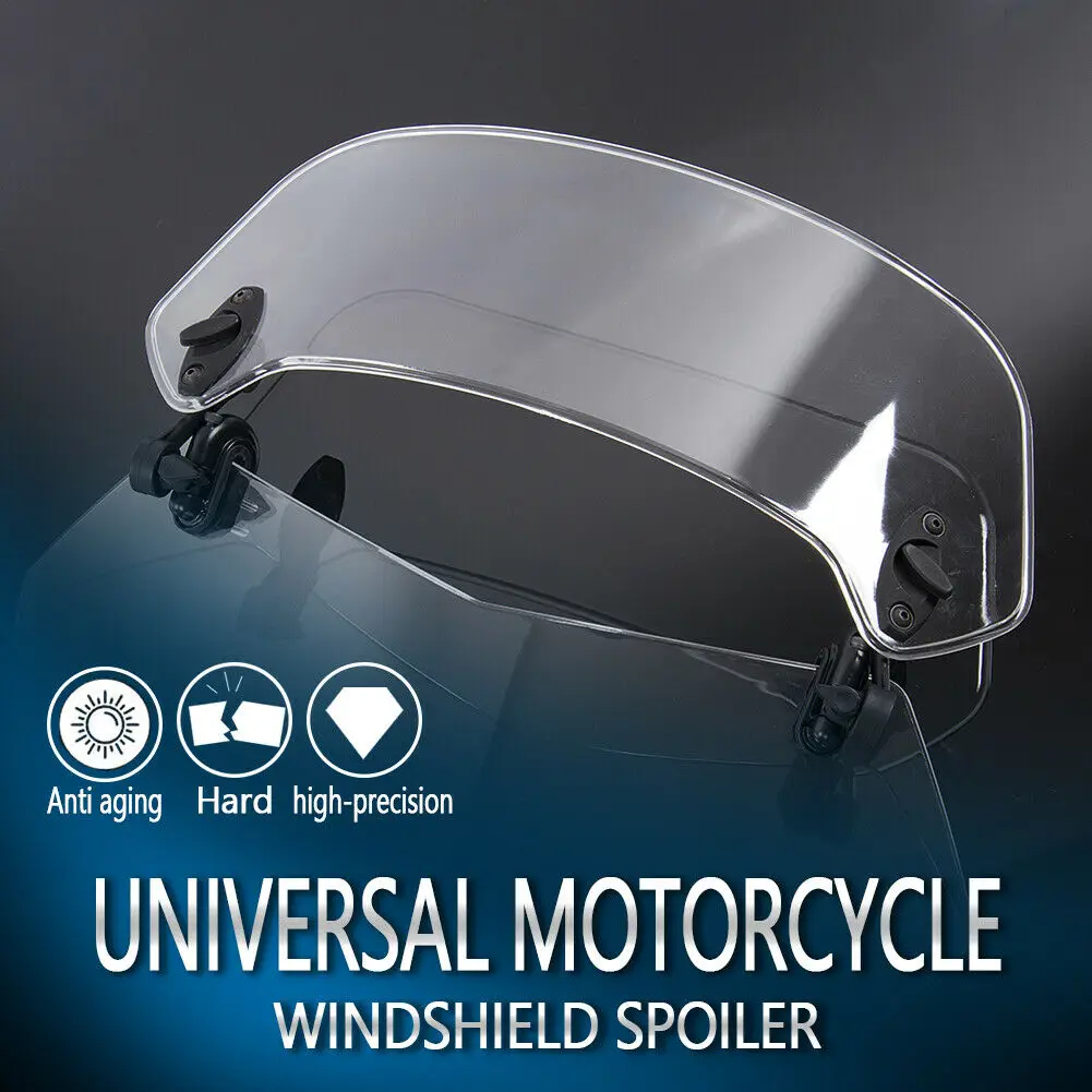 

Motorcycle Adjustable Clip On Windshield Extension Windscreen Spoiler Wind Deflector Universal for BMW R1200GS Kawasaki Yamaha