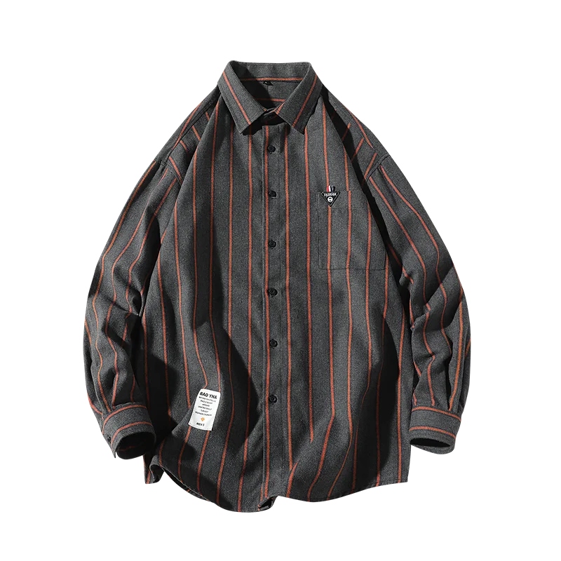 

Autumn Men's Long-sleeved Striped Casual Daily Wear Student Programmer Business Casual Top Man Clothes Husband's Clothes