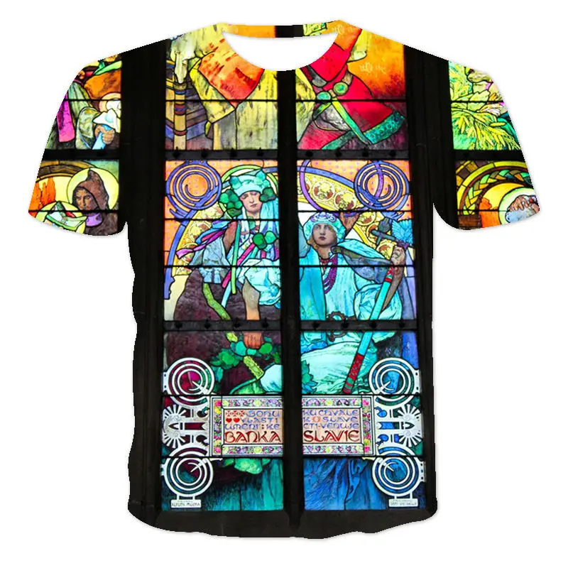 

Summer 3D abstract art famous painting printing men's T-shirt fashion round neck oversized T-shirt casual short-sleeved street