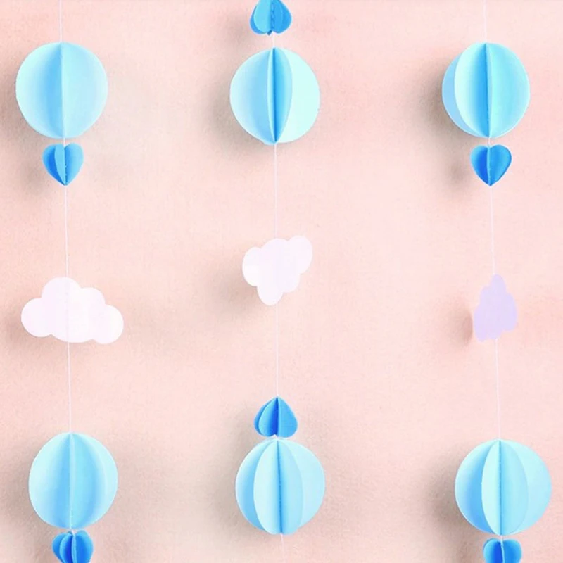 3D воздушный шар облако Бумажная гирлянда с цветами баннер на свадьбу день