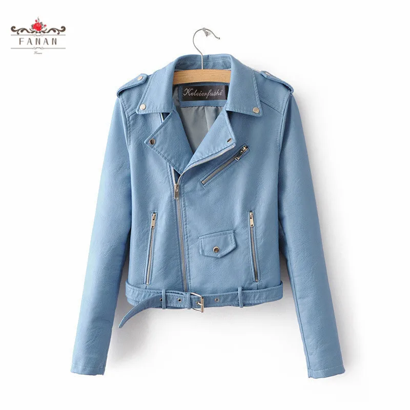 

PU Leather Jacket Coat Zipper Jackets for Women Spring Slim Turn-down Collar Suede Short Tops Casual Club Lady Jacket Outwear