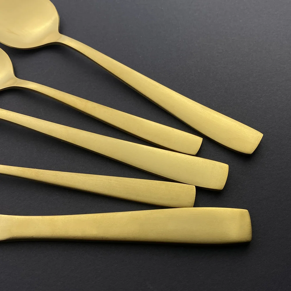 

Dinner Cutlery Stainless Steel Cutlery Spoon Fork Set Matte Cutlery Set of Spoon and Fork 24 Pieces Green Gold Dinnerware Set