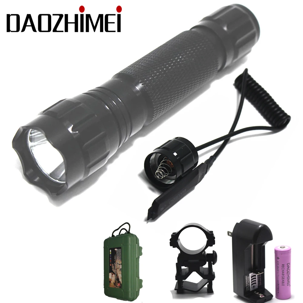 

5000 lumens XM-L T6 L2 LEDTactical Flashlight 501B Hunting Torch Spotlight+Tactical mount+Remote switch+Battery+Charger+box