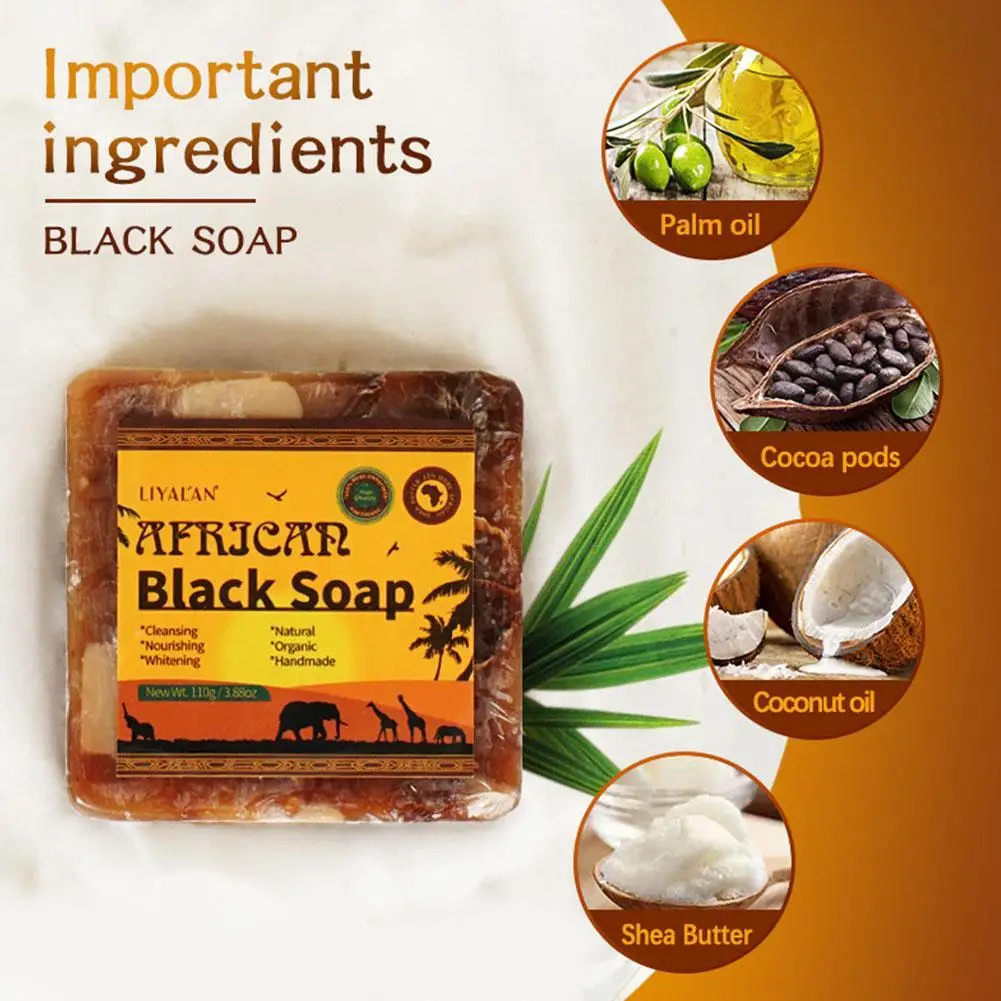 

2021 New African Black Soap Magic Anti Rebelles Beauty Bath Body Treatment Acne Skin Beauty Black Soap 100% Natural