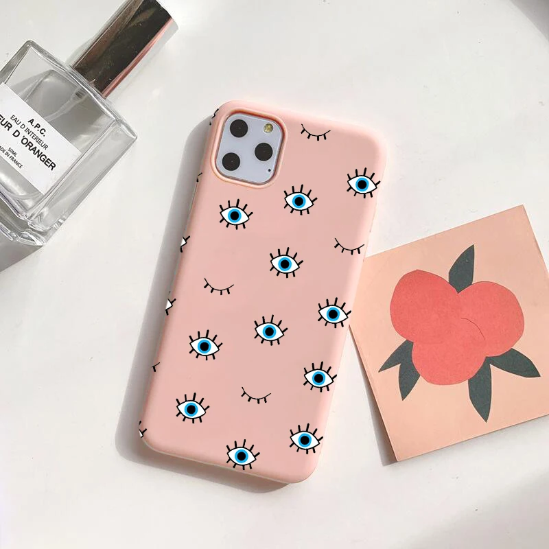 Турецкий синий сглаз Мода дьявол перо розовый Coque мягкий чехол для телефона Iphone12