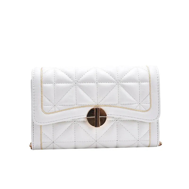

White new tidal ocean Joker diamond chain shoulder messenger bag summer net red small square bag