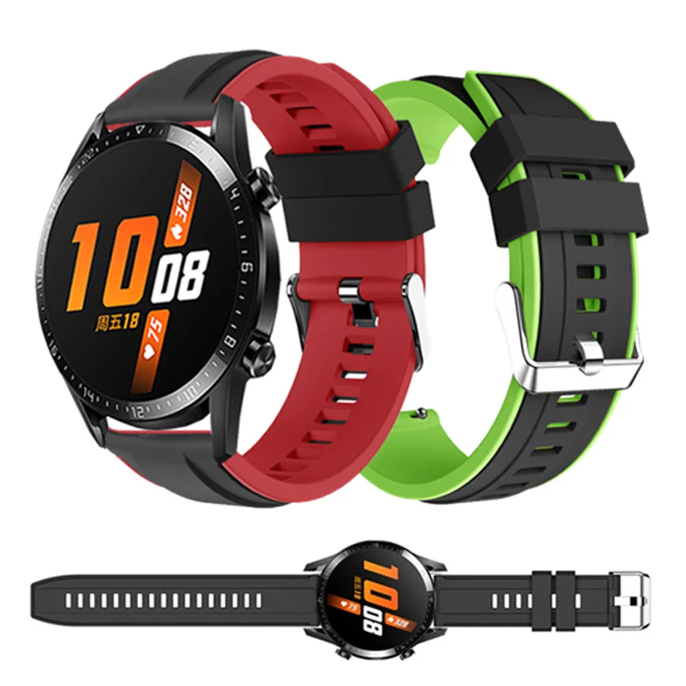Ремешок спортивный для смарт-часов Huawei Watch GT 2e 2 силиконовый браслет Xiaomi Amazfit Stratos 3