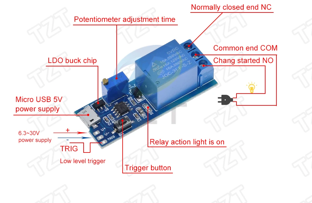 Smart Electronics 5V-30V Micro USB Power Adjustable Delay Relay Timer Control Module Trigger Switch | Обустройство дома