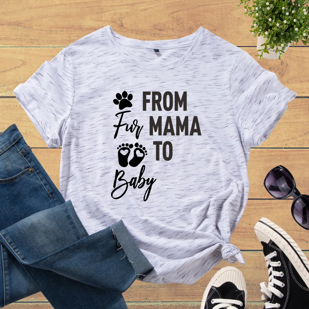 

Cotton T-Shirts for Women Graphic Tees Printed Shirt Short Sleeve Summer Tops Casual Clothes Mama Baby Family Love Mother Life
