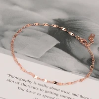 fashion stainless steel pig nose anklet for women rose gold bean bracelet on foot flatten eight number chain charms jewelry gift