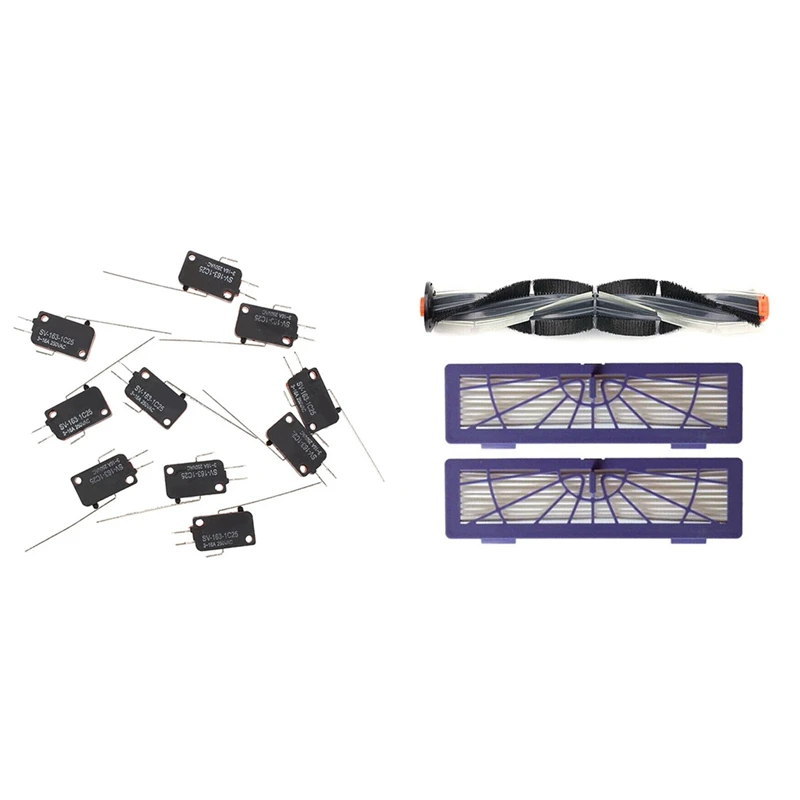 

10 x микро-концевой выключатель длинные прямые шарнир аrm SPDT мгновенного действия Лот & 1 комплект рулонная щетка + комплекты фильтров для Neato ...