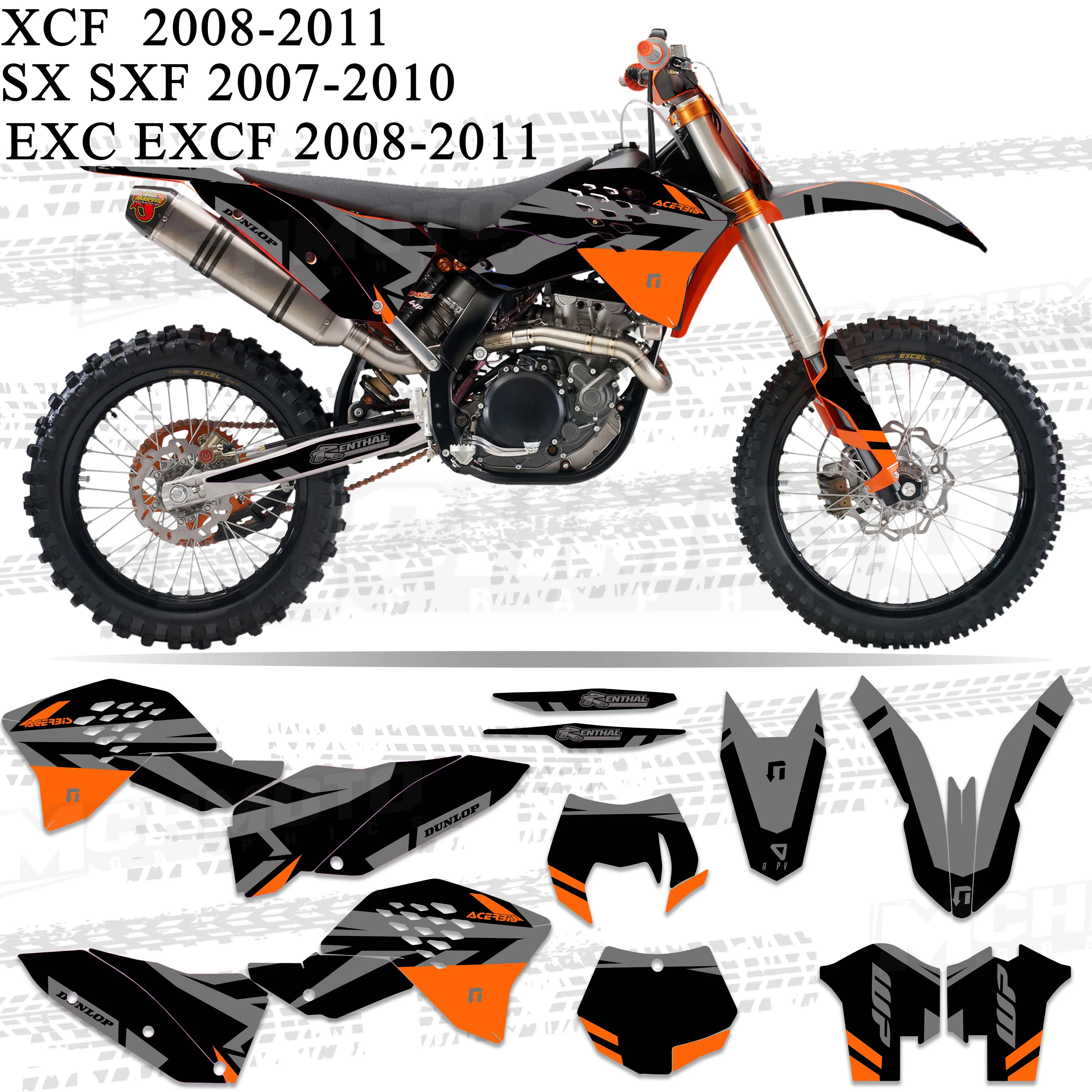 MCHMFG для KTM EXC F 125 250 300 450 530 2008 2009 2010 2011 полностью графические Наклейки на заднюю