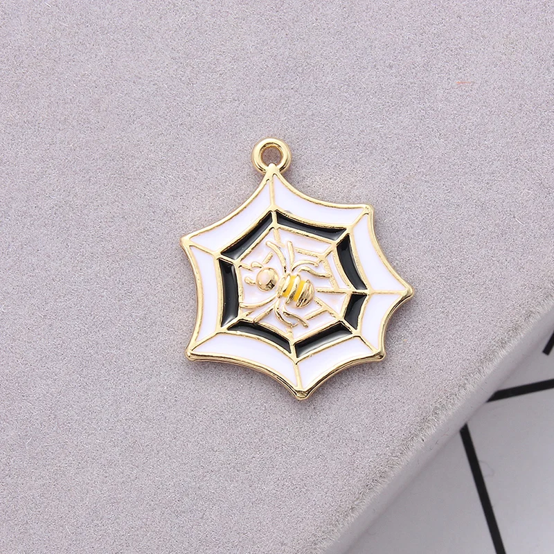 Style 16 10 шт. Эмаль мультфильм Хэллоуин Тыква паук призрак подвески для унисекс DIY ожерелье серьги брелок ювелирных изделий подарок - Окраска металла: Style 16