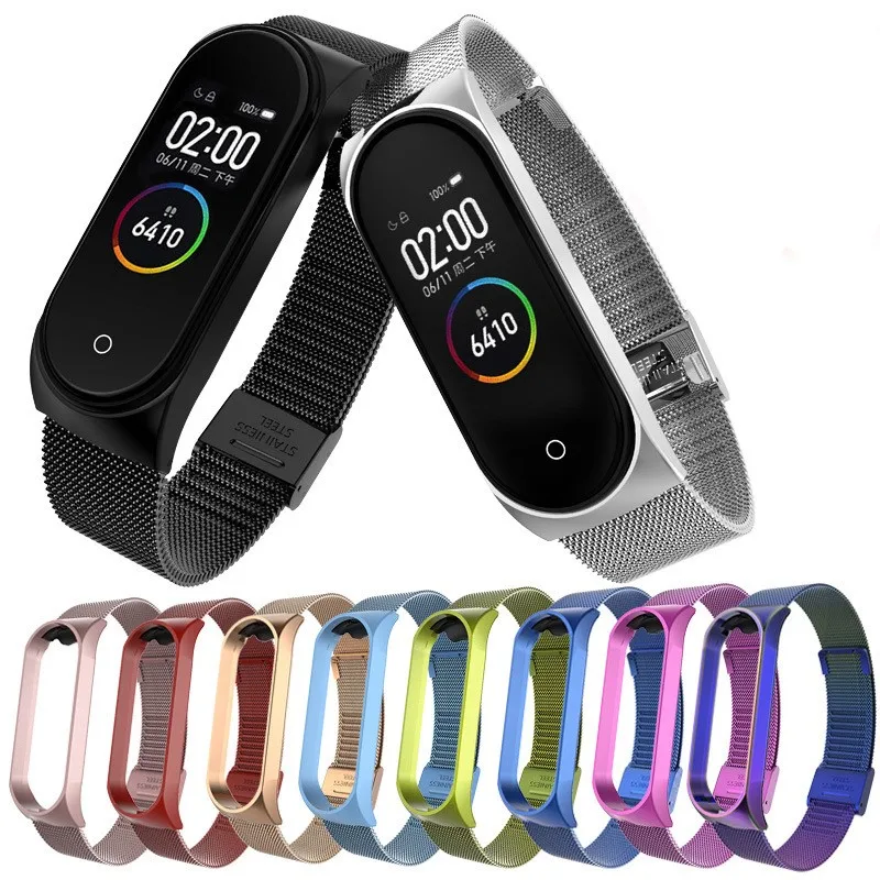 Ремешок для фитнес-браслета Xiaomi Mi Band 3 4 сменный Браслет из нержавеющей стали |
