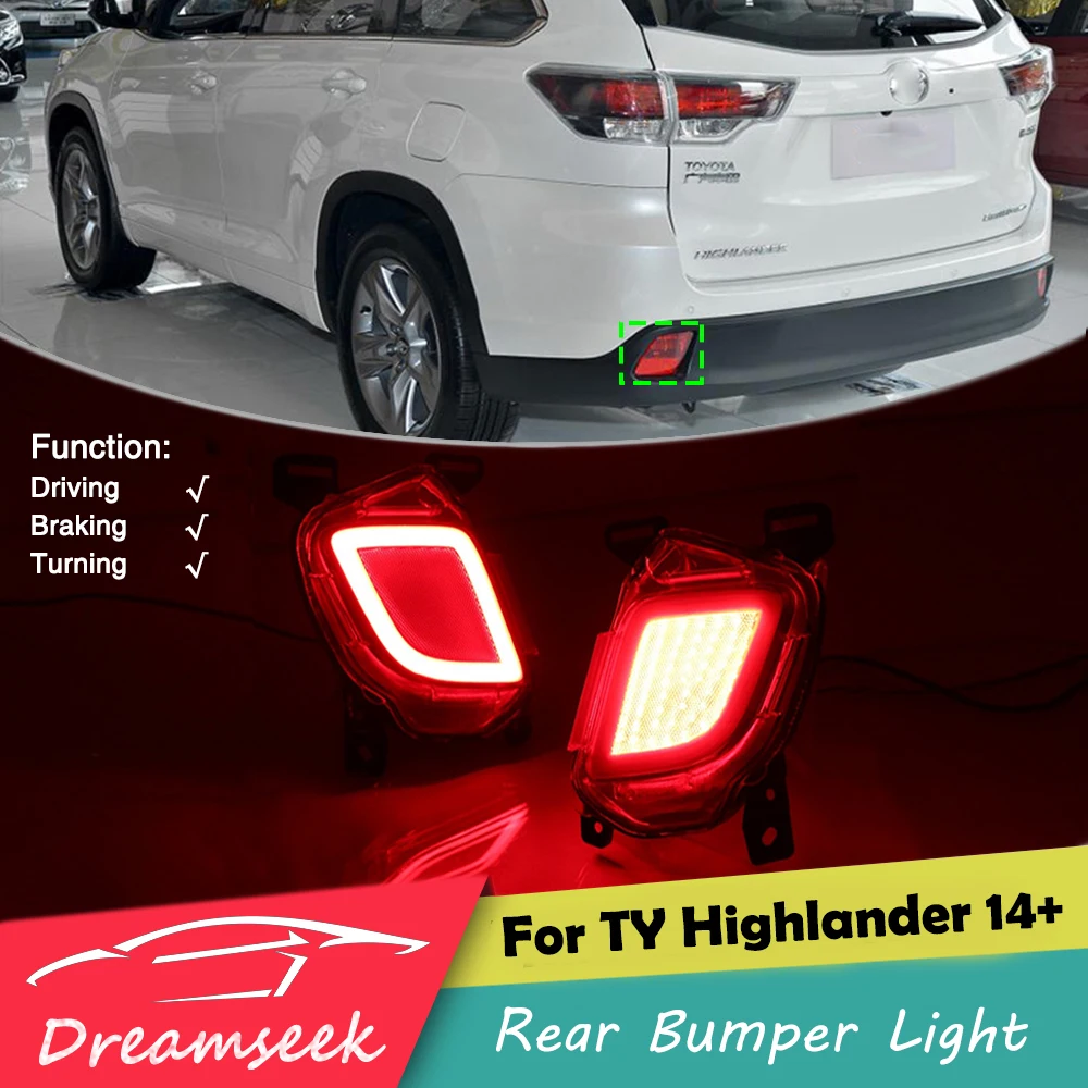 Красный светодиодный задний бампер светильник для Toyota Highlander 2014 2015 2016 2017 2018 фонарь
