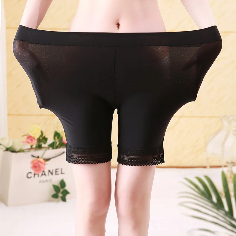 

70-120kg Anti Chafing Safety Short Pants Seamless Plus Size Women Soft Cotton Underwear Female Sexy Lace Women Boyshort Panties
