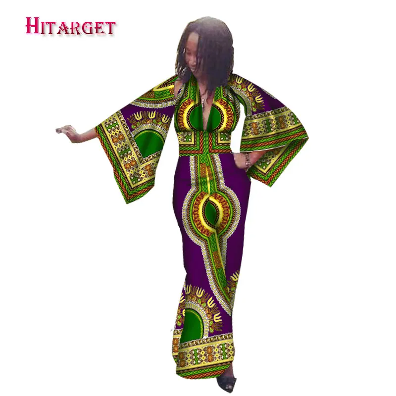 Женские платья в африканском стиле с рукавами-колокольчиками модель WY1579 на осень